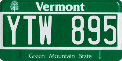 VT license plate YTW895