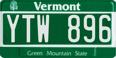 VT license plate YTW896