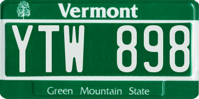 VT license plate YTW898