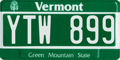 VT license plate YTW899