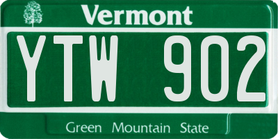 VT license plate YTW902