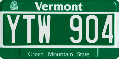 VT license plate YTW904
