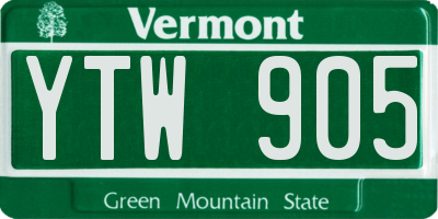 VT license plate YTW905