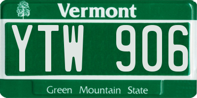 VT license plate YTW906