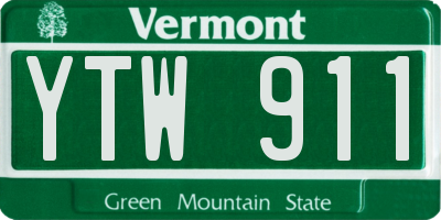 VT license plate YTW911