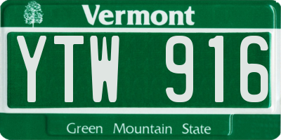 VT license plate YTW916