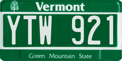 VT license plate YTW921