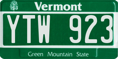 VT license plate YTW923