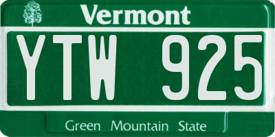 VT license plate YTW925