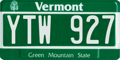 VT license plate YTW927