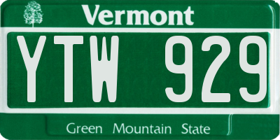 VT license plate YTW929