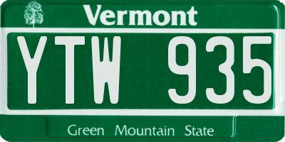 VT license plate YTW935