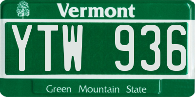 VT license plate YTW936