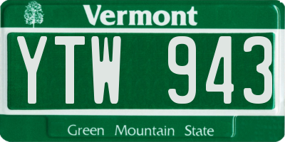 VT license plate YTW943