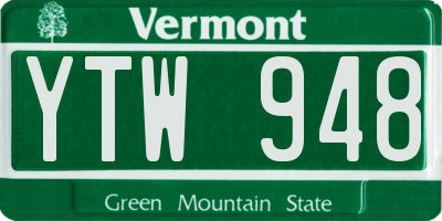 VT license plate YTW948