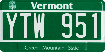 VT license plate YTW951