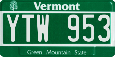 VT license plate YTW953