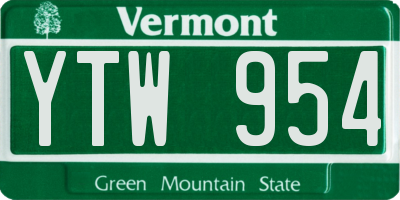 VT license plate YTW954