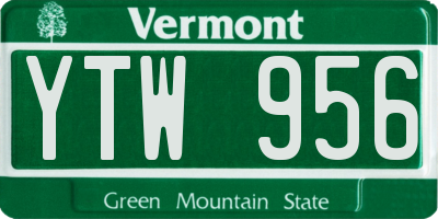 VT license plate YTW956