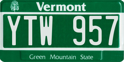 VT license plate YTW957