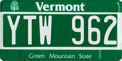 VT license plate YTW962