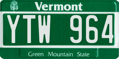 VT license plate YTW964