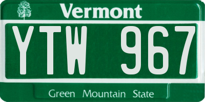 VT license plate YTW967