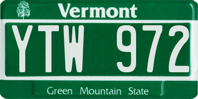 VT license plate YTW972