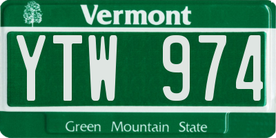 VT license plate YTW974
