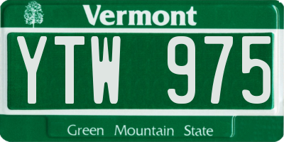 VT license plate YTW975