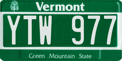 VT license plate YTW977