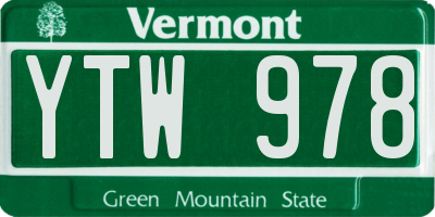 VT license plate YTW978