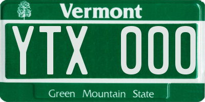 VT license plate YTX000