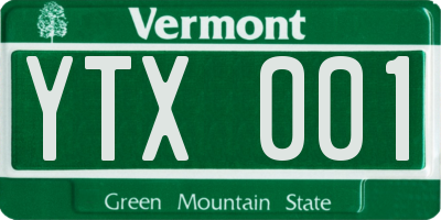 VT license plate YTX001