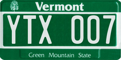 VT license plate YTX007