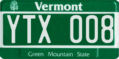VT license plate YTX008