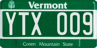 VT license plate YTX009