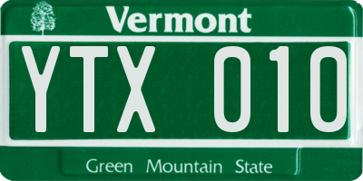 VT license plate YTX010