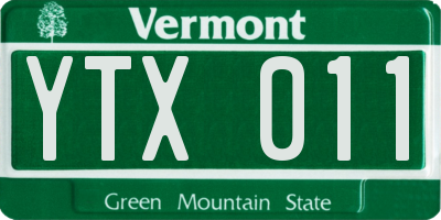 VT license plate YTX011