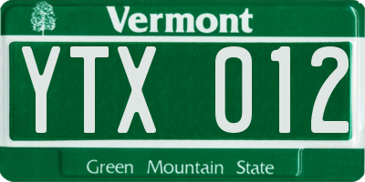 VT license plate YTX012