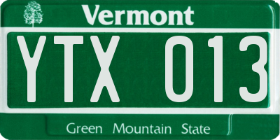 VT license plate YTX013