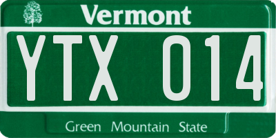 VT license plate YTX014