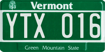 VT license plate YTX016