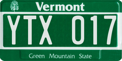 VT license plate YTX017