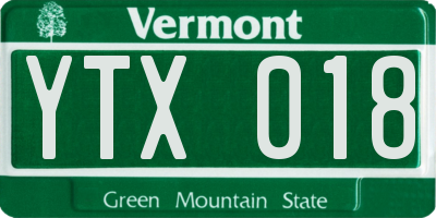 VT license plate YTX018
