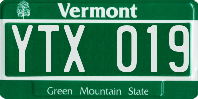 VT license plate YTX019