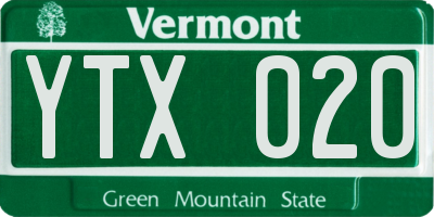 VT license plate YTX020