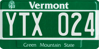 VT license plate YTX024