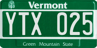 VT license plate YTX025