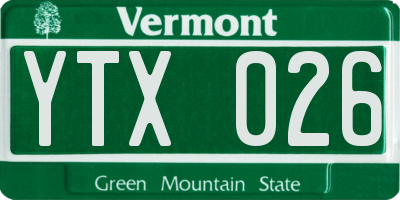 VT license plate YTX026